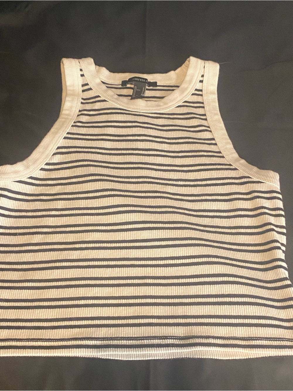 Girls Tank Top by Forever 21 Size Medium Black & White Stripe Sleeveless Top